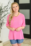Take It Easy Slouchy Tee in Hot Pink - Maple Row Boutique