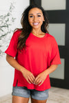 Take It Easy Slouchy Tee in Red - Maple Row Boutique