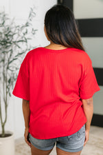 Take It Easy Slouchy Tee in Red - Maple Row Boutique