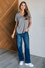 Take it Easy Eyelet Trim Top - Maple Row Boutique 