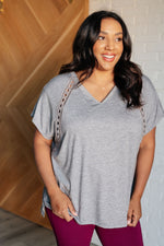 Take it Easy Eyelet Trim Top - Maple Row Boutique 