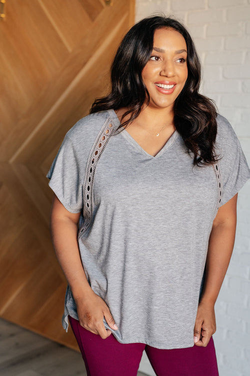 Take it Easy Eyelet Trim Top - Maple Row Boutique 