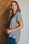 Take it Easy Eyelet Trim Top - Maple Row Boutique 