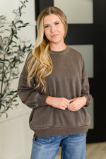 Talk Cozy to Me Stepped Hem Pullover in Brown - Maple Row Boutique