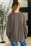 Talk Cozy to Me Stepped Hem Pullover in Brown - Maple Row Boutique