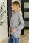Talk Cozy to Me Stepped Hem Pullover in Sleet - Maple Row Boutique