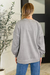 Talk Cozy to Me Stepped Hem Pullover in Sleet - Maple Row Boutique