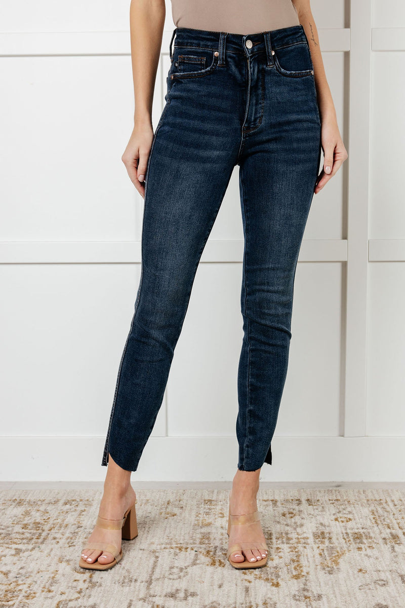 Tessa High Rise Control Top Step Hem Skinny Jeans - Maple Row Boutique