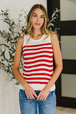 PREORDER: Textured Knit Tank in Red and White Stripe - Maple Row Boutique