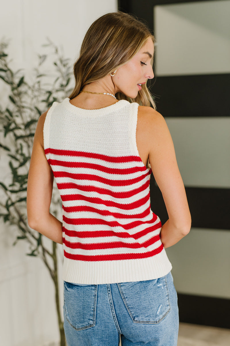 PREORDER: Textured Knit Tank in Red and White Stripe - Maple Row Boutique