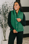 That's What I'm Talkin' About Puffer Vest in Hunter Green - Maple Row Boutique