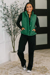 That's What I'm Talkin' About Puffer Vest in Hunter Green - Maple Row Boutique