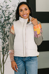 That's What I'm Talkin' About Puffer Vest in Sand Beige - Maple Row Boutique