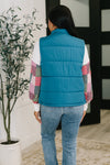 That's What I'm Talkin' About Puffer Vest in Teal - Maple Row Boutique