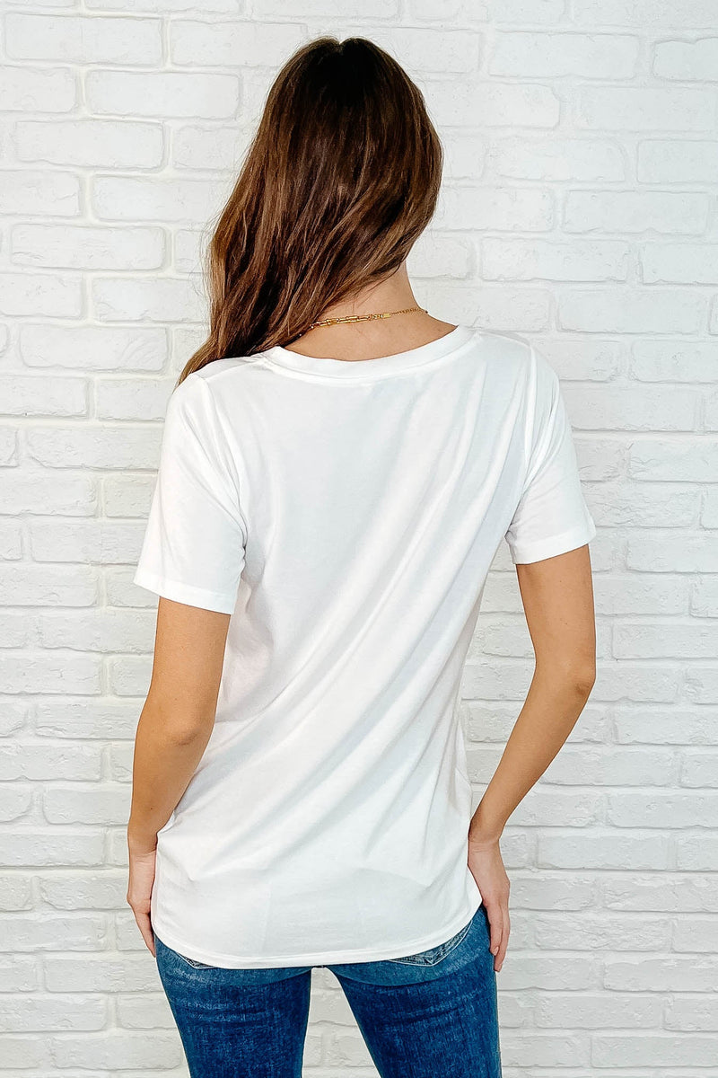 The Every Outfit Basic V-Neck Top in Off White - Maple Row Boutique