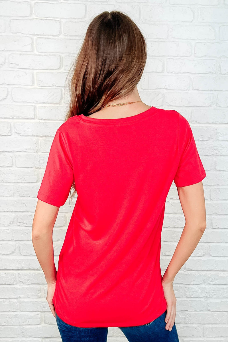 The Every Outfit Basic V-Neck Top in Ruby - Maple Row Boutique