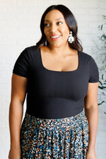 They're Not Like Us Square Neck Bodysuit in Black - Maple Row Boutique 