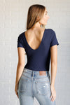 They're Not Like Us Square Neck Bodysuit in Navy - Maple Row Boutique 