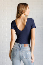 They're Not Like Us Square Neck Bodysuit in Navy - Maple Row Boutique 