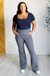 They're Not Like Us Square Neck Bodysuit in Navy - Maple Row Boutique 