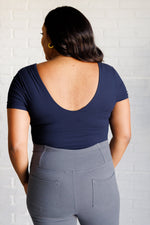 They're Not Like Us Square Neck Bodysuit in Navy - Maple Row Boutique 