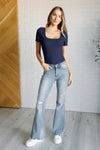 They're Not Like Us Square Neck Bodysuit in Navy - Maple Row Boutique 