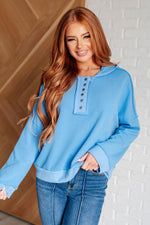 Throwback Heartthrob Hoodie in Sky - Maple Row Boutique 