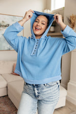 Throwback Heartthrob Hoodie in Sky - Maple Row Boutique 
