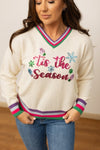 Tis the Season Sequin Cream Sweater - Maple Row Boutique