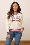 Tis the Season Sequin Cream Sweater - Maple Row Boutique