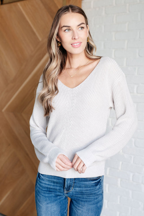 Told You So Ribbed Knit V Neck Sweater - Maple Row Boutique 