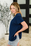 Top Shelf Basic V-Neck Ribbed Tee in Navy - Maple Row Boutique