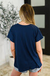 Top Shelf Basic V-Neck Ribbed Tee in Navy - Maple Row Boutique