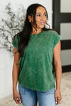 Top That Mineral Wash Tee in Dark Green - Maple Row Boutique