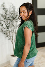Top That Mineral Wash Tee in Dark Green - Maple Row Boutique