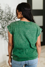 Top That Mineral Wash Tee in Dark Green - Maple Row Boutique