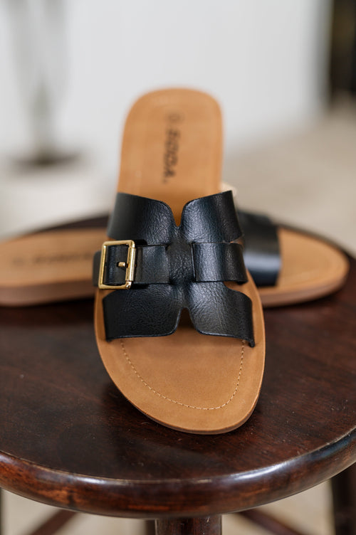 Torvi Black Slip on Sandals - Maple Row Boutique