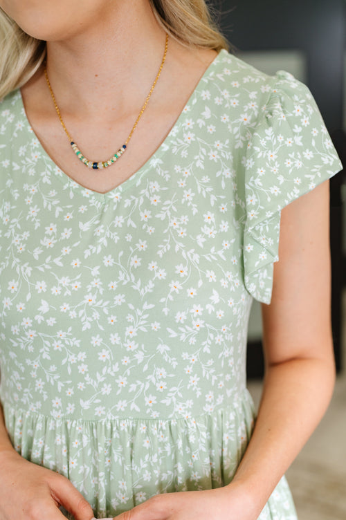 Twirl Me Softly Flutter Sleeve Dress in Sage - Maple Row Boutique