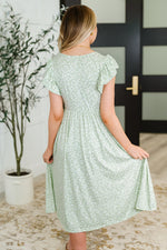 Twirl Me Softly Flutter Sleeve Dress in Sage - Maple Row Boutique