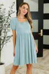 Twirlin’ Dirty Cable Ribbed Knit Dress in Sage Green - Maple Row Boutique