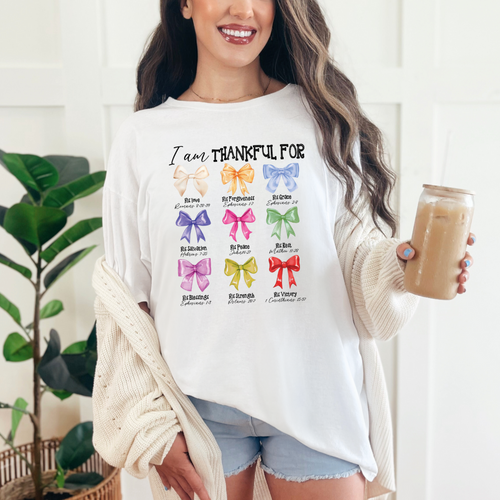 I'm Thankful Bows Graphic Tee - Maple Row Boutique 