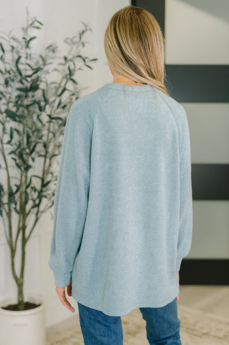 Urban Flux Scooped Hi-Low Long Pullover in Blue Grey - Maple Row Boutique
