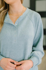 Urban Flux Scooped Hi-Low Long Pullover in Blue Grey - Maple Row Boutique