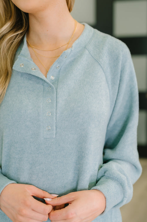Urban Flux Scooped Hi-Low Long Pullover in Blue Grey - Maple Row Boutique