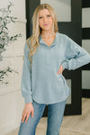Urban Flux Scooped Hi-Low Long Pullover in Blue Grey - Maple Row Boutique