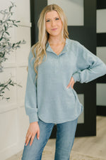Urban Flux Scooped Hi-Low Long Pullover in Blue Grey - Maple Row Boutique