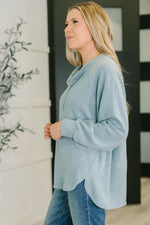 Urban Flux Scooped Hi-Low Long Pullover in Blue Grey - Maple Row Boutique