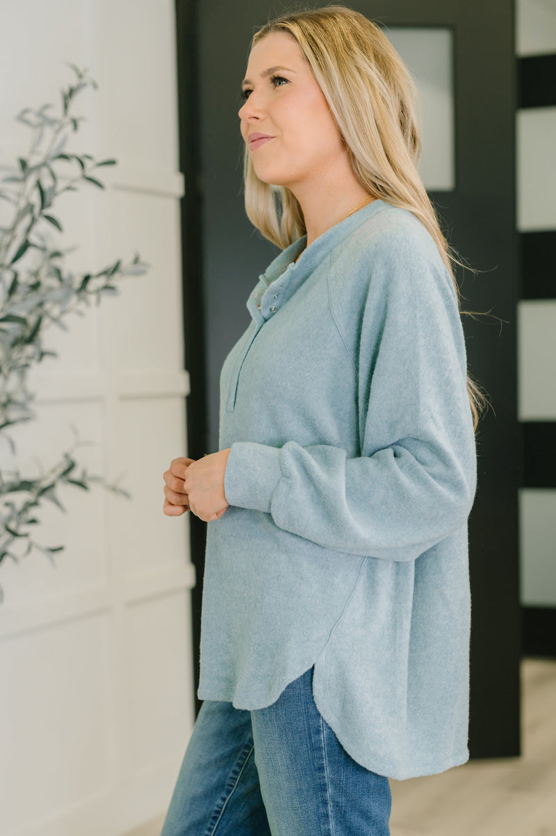 Urban Flux Scooped Hi-Low Long Pullover in Blue Grey - Maple Row Boutique