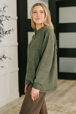 Urban Flux Scooped Hi-Low Long Pullover in Olive - Maple Row Boutique