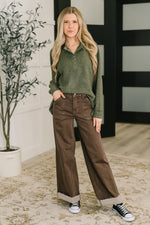 Urban Flux Scooped Hi-Low Long Pullover in Olive - Maple Row Boutique